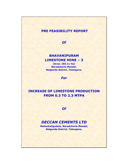 DECCAN CEMENTS LTD Mahankaligudem, Neredcherla Mandal, Nalgonda District, Telangana