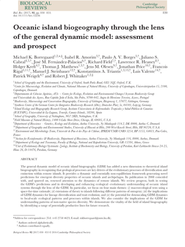 Oceanic Island Biogeography Through the Lens of the General Dynamic Model: Assessment and Prospect