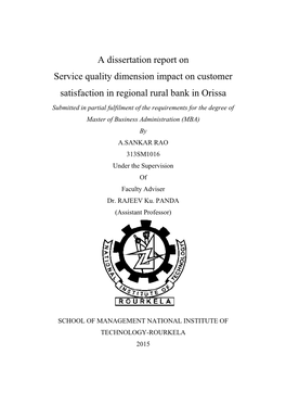 A Dissertation Report on Service Quality Dimension Impact on Customer