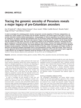 Tracing the Genomic Ancestry of Peruvians Reveals a Major Legacy of Pre-Columbian Ancestors