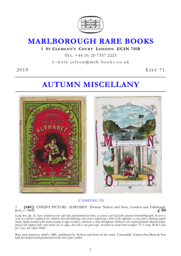 Marlborough Rare Books Autumn Miscellany