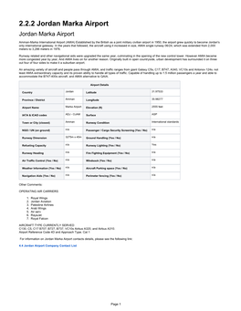 2.2.2 Jordan Marka Airport Jordan Marka Airport