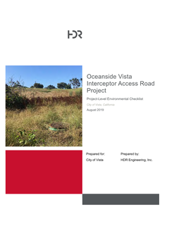 Oceanside Vista Interceptor Access Road Project Project-Level Environmental Checklist City of Vista, California August 2019