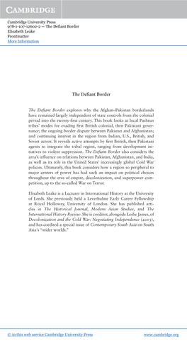 The Defiant Border Elisabeth Leake Frontmatter More Information