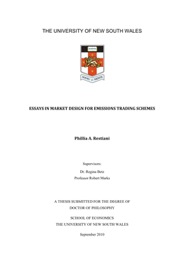 Essays in Market Design for Emissions Trading Schemes