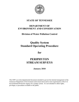 Quality System Standard Operating Procedure for Periphyton Stream Surveys