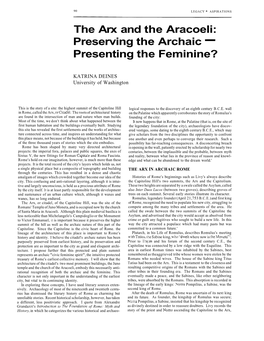 The Arx and the Aracoeli: Preserving the Archaic - Presenting the Feminine?