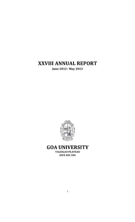 Xxviii Annual Report Goa University