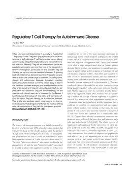 Regulatory T Cell Therapy for Autoimmune Disease