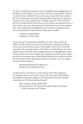 “Fr. Steven Avella Has Produced a Serious, Thoughtful, and Engaging History of the Diocese of Des Moines