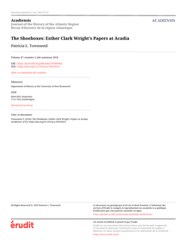 Esther Clark Wright's Papers at Acadia