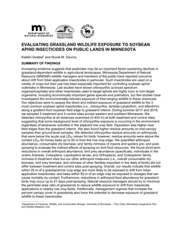 Evaluating Grassland Wildlife Exposure to Soybean Aphid Insecticides on Public Lands in Minnesota