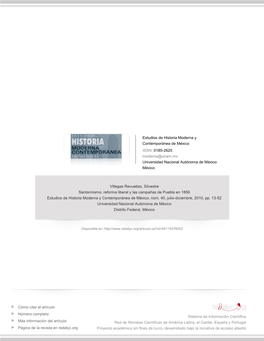 Redalyc.Santannismo, Reforma Liberal Y Las Campañas De Puebla En 1856
