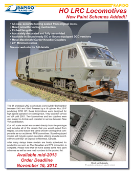 HO LRC Locomotives New Paint Schemes Added!!