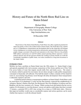 History and Future of the North Shore Rail Line on Staten Island