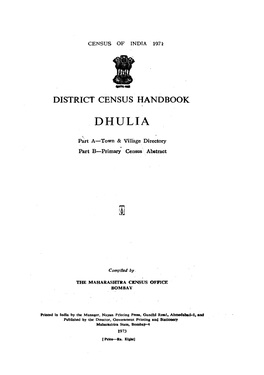 District Census Handbook, Dhulia, Part
