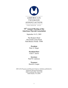 75Th Annual Meeting Program