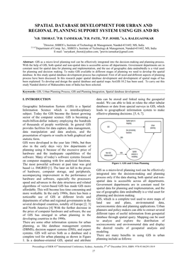 Spatial Database Development for Urban and Regional Planning Support System Using Gis and Rs