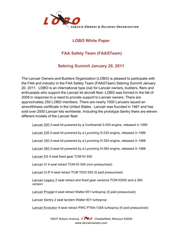 LOBO White Paper FAA Safety Team (Faasteam)