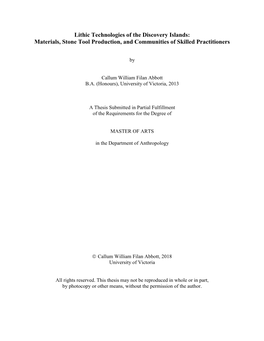 Lithic Technologies of the Discovery Islands: Materials, Stone Tool Production, and Communities of Skilled Practitioners