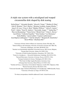 A Triple Star System with a Misaligned and Warped Circumstellar Disk Shaped by Disk Tearing