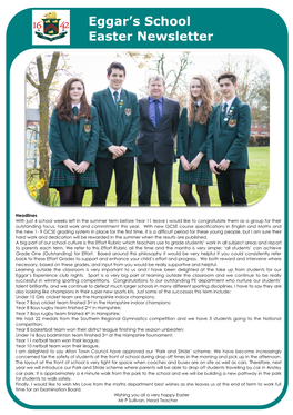 Eggar's School Easter Newsletter