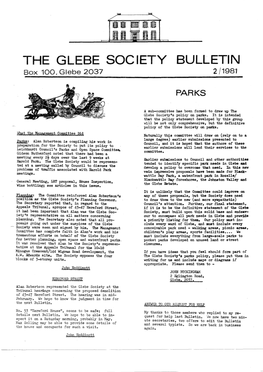 THE GLEBE SOCIETY BULLETIN Box 100, Glebe 2037 2 /1981