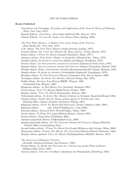 LIST of PUBLICATIONS Books Published Gravitation and Cosmology