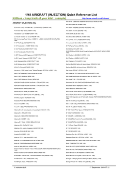 1/48 AIRCRAFT (INJECTION) Quick Reference List Kitbase - Keep Track of Your Kits! (Sample)