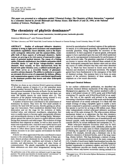 The Chemistry of Phyletic Dominance*