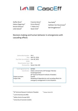 Decision-Making and Human Behavior in Emergencies with Cascading Effects