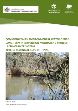 Commonwealth Environmental Water Office Long Term Intervention Monitoring Project: Lachlan River System 2018-19 Technical Report: Final