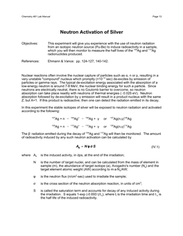 Neutron Activation of Silver