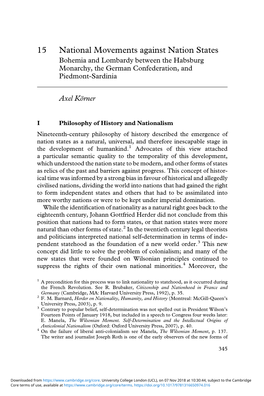 15 National Movements Against Nation States Bohemia and Lombardy Between the Habsburg Monarchy, the German Confederation, and Piedmont-Sardinia