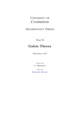 Galois Theory