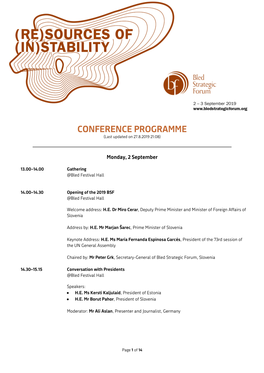 CONFERENCE PROGRAMME (Last Updated on 27.8.2019 21:08)