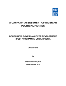A Capacity Assessment of Nigerian Political Parties