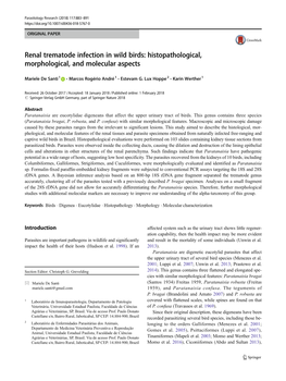 Renal Trematode Infection in Wild Birds: Histopathological, Morphological, and Molecular Aspects