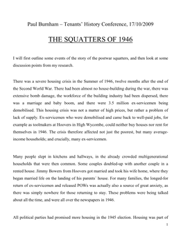 The Squatters of 1946