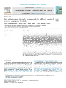 First Epidemiological Data on Spirocerca Vulpis in the Red Fox A