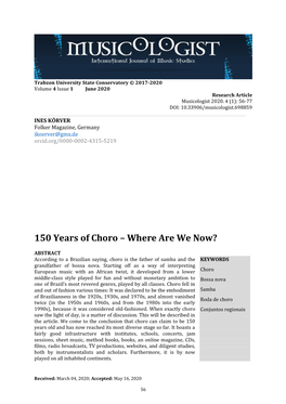 150 Years of Choro – Where Are We Now?