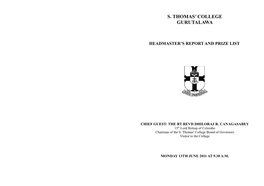 Headmaster's Report and Prize List