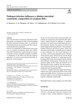 Pathogen Infection Influences a Distinct Microbial Community Composition in Sorghum Rils