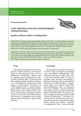 GADY (REPTILIA) POWIATU PLESZEWSKIEGO (WIELKOPOLSKA) Reptiles of Pleszew District (Wielkopolska)