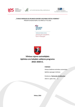 Vilniaus Rajono Savivaldybės Aplinkos Oro Kokybės Valdymo Programa 2016–2020 M