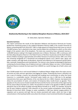 Biodiversity Monitoring in the Calakmul Biosphere Reserve of Mexico, 2014-2017
