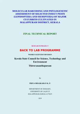 Back to Lab Programme