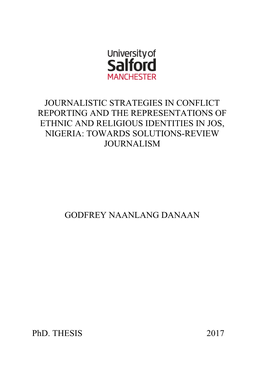 Journalistic Strategies in Conflict Reporting and the Representations of Ethnic and Religious Identities in Jos, Nigeria: Towards Solutions-Review Journalism