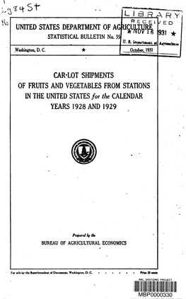 L^^Hrst L- I BRA R Y ^.^ UNITED STATES DEPARTMENT of Agrl^U^Jyíá'^ STATISTICAL BULLETIN No