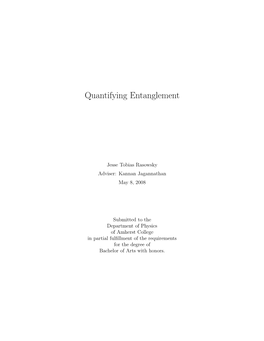 Quantifying Entanglement